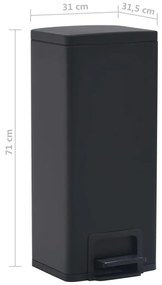 Caixote lixo pedal anti-impressão digital 30 L aço inox. preto