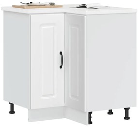 Armário baixo canto cozinha Kalmar madeira artificial branca