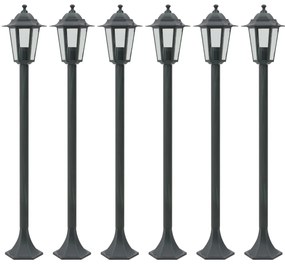 Candeeiros pé p/ jardim 6 pcs E27 110 cm alumínio verde escuro