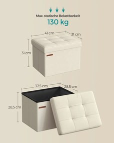 Banco rebatível com espaço de arrumação 31 x 41 cm branco creme