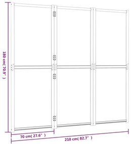 Divisória/biombo com 3 painéis 210x180 cm branco nata