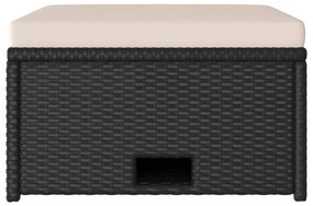 4 pcs conjunto lounge de jardim c/ almofadões vime PE preto