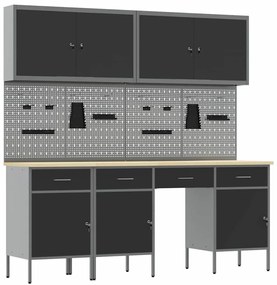 Conjunto de Armário vidaXL Conjunto de 10 Preto Aço 200 x 55 x 200 cm