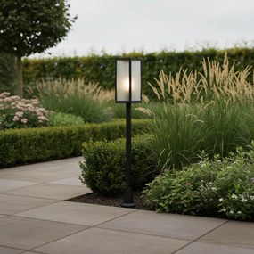 Candeeiro de pé para exterior preto com vidro canelado 100 cm IP44 - Charlois Ribbed