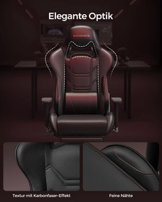 Cadeira gaming com Almofada ergonómica para apoio de cabeça preto-vermelho