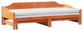 Sofá-cama com gavetão 90x200 cm madeira de pinho castanho cera