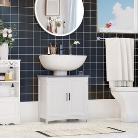 Móvel de casa de banho para lavatório (NÃO INCLUIDO) com duas portas e prateleiras ajustáveis 60 x 33 x 60 cm branco