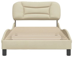 Estrutura de cama c/ cabeceira 100x200 cm tecido cor creme