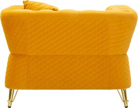 Poltrona Emy Mustard com Almofada - Madeira e Veludo Mostarda com Pern