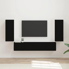 vidaXL Montado na parede 4 pcs Preto