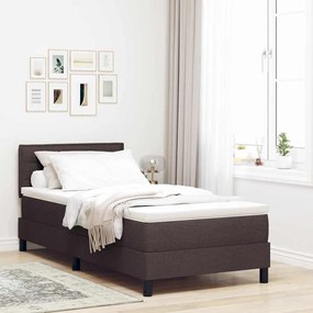 vidaXL Cama Box com Colchão Castanho Escuro 80x200 cm Tecido