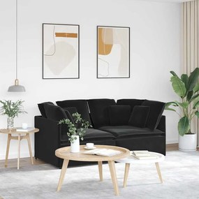 vidaXL Sofá modular com almofadas veludo preto