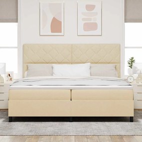 Cama Box Spring com Colchão Creme 200x200 cm Tecido