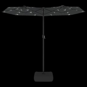 Guarda-sol jardim c/ cabeça dupla/luzes LED 316x240cm antracite