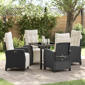 vidaXL Conjunto de Jantar para Jardim de 5 Peças em Rattan PE Preto