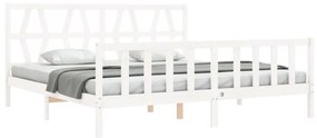 Cama sem colchão 200x200 cm madeira de pinho maciça branco
