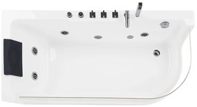 Banheira de hidromassagem de canto em acrílico branco com LED 170 x 80 cm ACUARIO Beliani