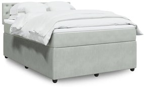 vidaXL Cama com molas/colchão 140x200 cm veludo cinzento-claro