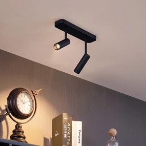 Foco de teto arredondado preto GU10 35mm 2-luzes giratório e inclinável - Kate