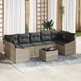 Conjunto de Sofá de 8 Peças com Almofadas Cinza Claro Rattan Sintético