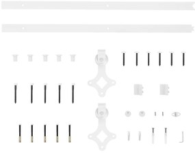 Kit de ferragens para porta deslizante 183 cm aço branco