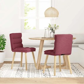 Cadeiras de jantar 2 pcs tecido vermelho tinto