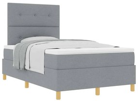Cama box spring com colchão cinza claro 120x200 cm de tecido