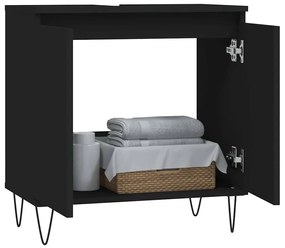 Armário de casa de banho 58x33x60 cm derivados madeira preto