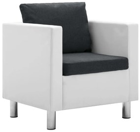 vidaXL Poltrona em couro artificial branco e cinzento-escuro