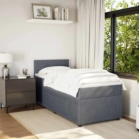 Cama com molas/colchão 100x200 cm veludo cinza-escuro