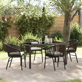 vidaXL Conjunto de Jantar para Jardim 5 Peças - Vime de Polietileno Castanho