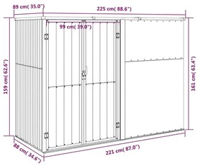 Abrigo p/ ferramentas jardim 225x89x161cm aço galvanizado verde