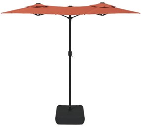 Guarda-sol de jardim com cabeça dupla 316x145 cm terracotta