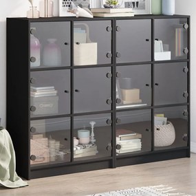 vidaXL Estante c/ portas 136x37x109 cm derivados de madeira preto