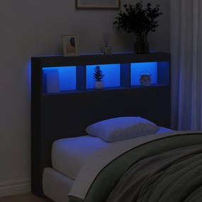 Armário de cabeceira com luzes LED 120x17x102 cm preto