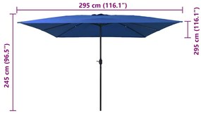 Guarda-Sol Quadrado 295x245 cm Azul Céu
