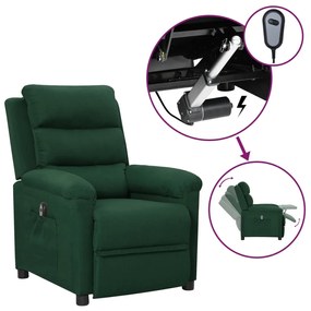 vidaXL Poltrona elétrica reclinável tecido verde-escuro