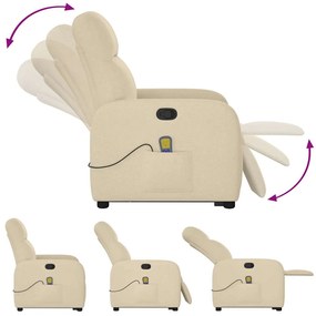 Poltrona elevatória de massagens tecido cor creme