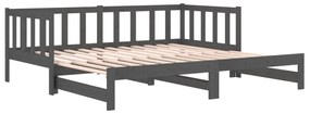 Estrutura sofá-cama de puxar 2x(90x190) cm pinho maciço cinza