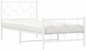 Estrutura de cama com cabeceira e pés 90x200 cm metal branco