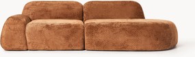 Chaise longue modular em teddy-bouclé Wolke (3 lugares)