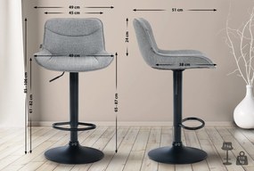 Banco alto em tecido com estrutura preta 85-106 x 49 x 51 cm cinzento