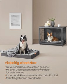 Cama ortopédica para cães 91 x 68 x 8 cm, tamanho L Cinzento