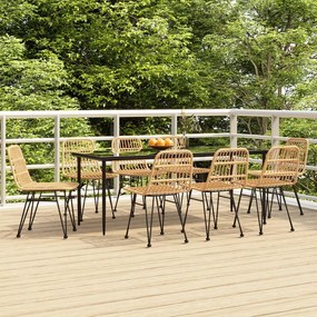 vidaXL 9 pcs conjunto de jantar para jardim vime PE
