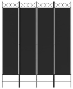 Biombo/divisória com 4 painéis 160x200 cm tecido preto