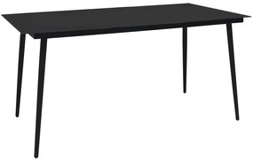 312159 vidaXL Mesa de jantar para jardim 190x90x74 cm aço e vidro preto