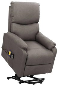 vidaXL Poltrona elevatória de massagens tecido cinzento-claro