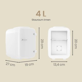 Mini-frigorífico portátil com função de refrigeração e aquecimento, 12 V/230 V, 4 L, 28 x 20,5 x 29,5 cm, branco