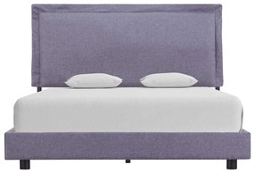 Estrutura de cama sem colchão 135x190 cm tecido cinzento-claro
