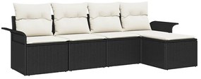 Conjunto de Sofá de Jardim vidaXL de 5 Peças com Almofadas de Rattan P